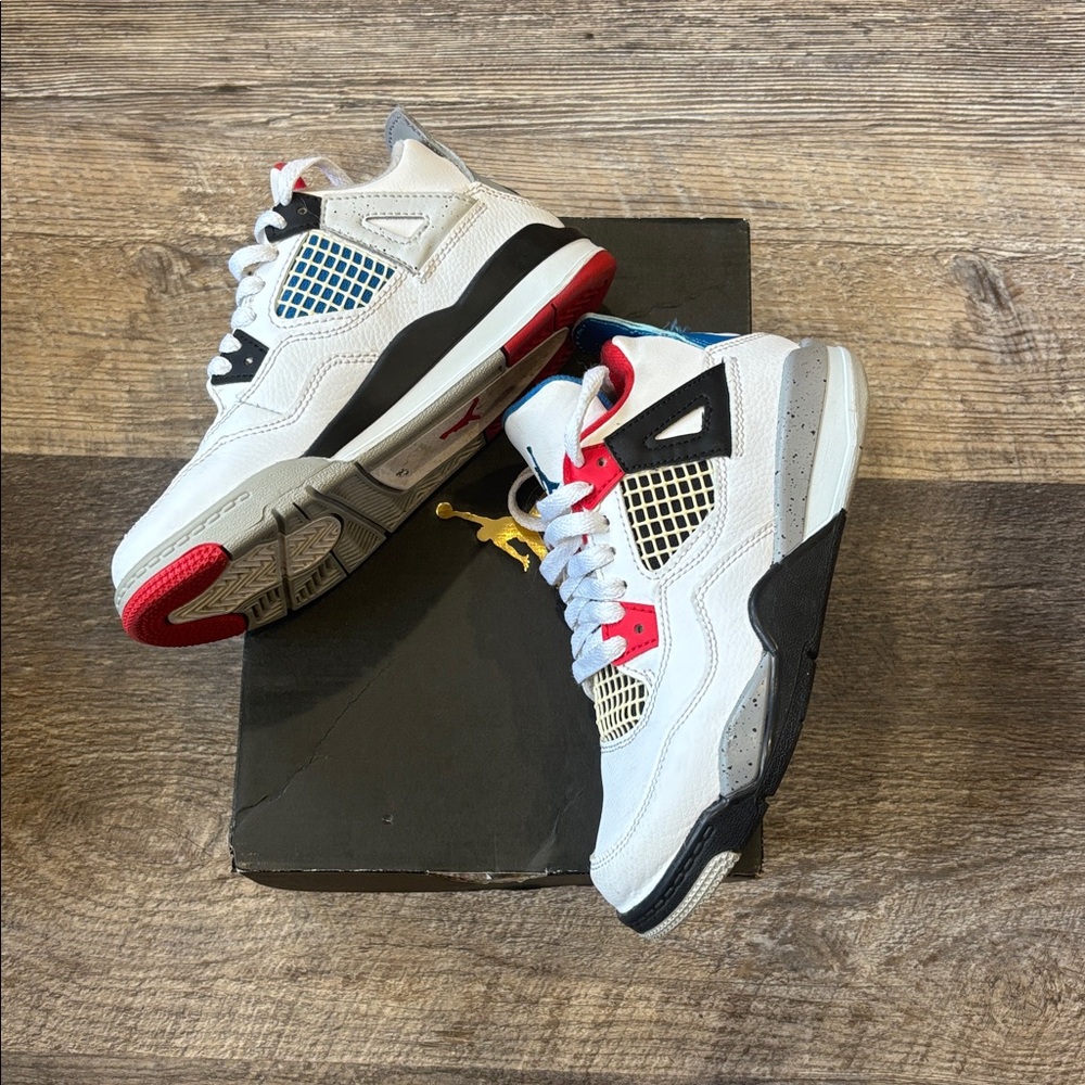 Nike Jordan 4 Retro Fire Red White Blue PS BQ7669 146 Size 12C